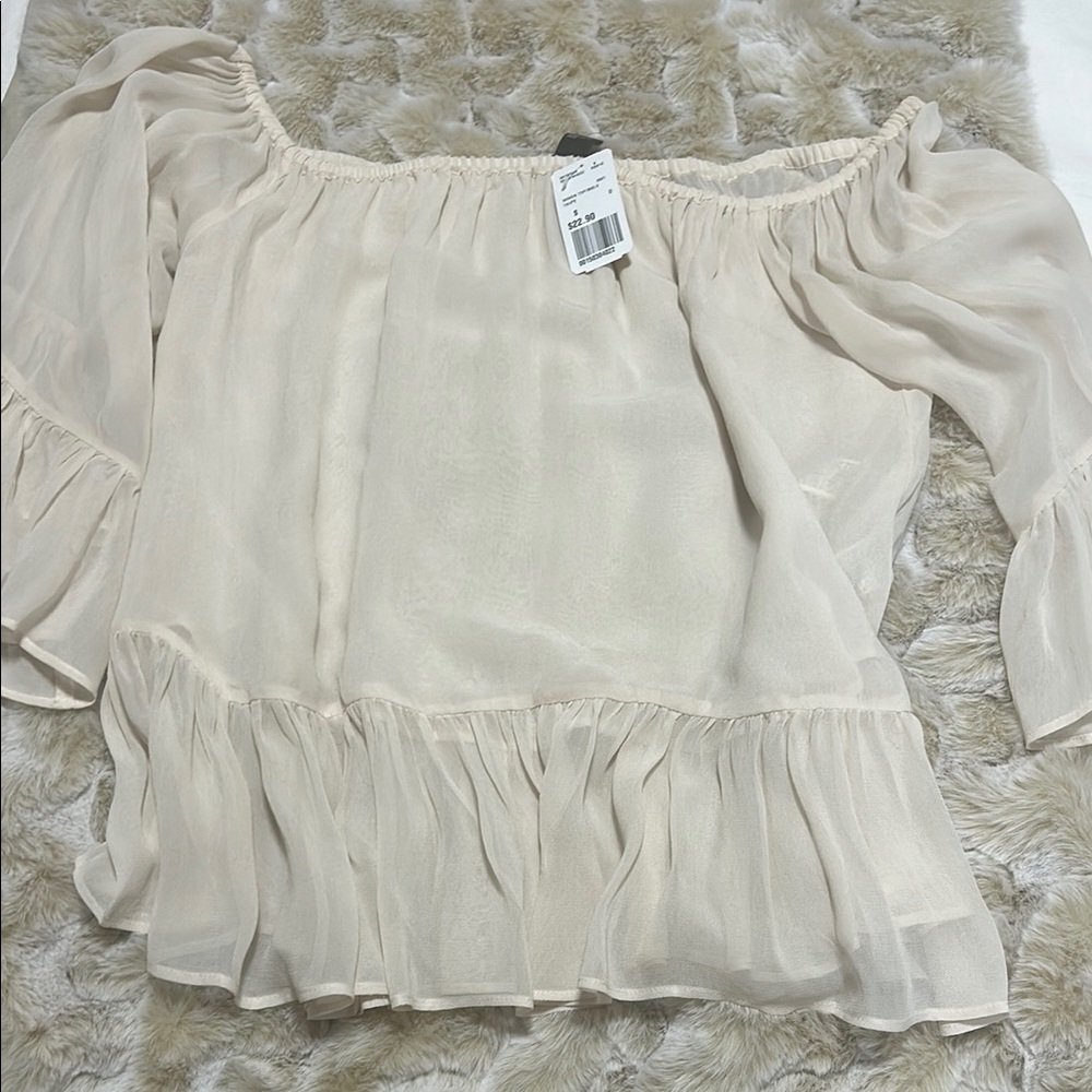 Elegant Cream Off-Shoulder Women's Top